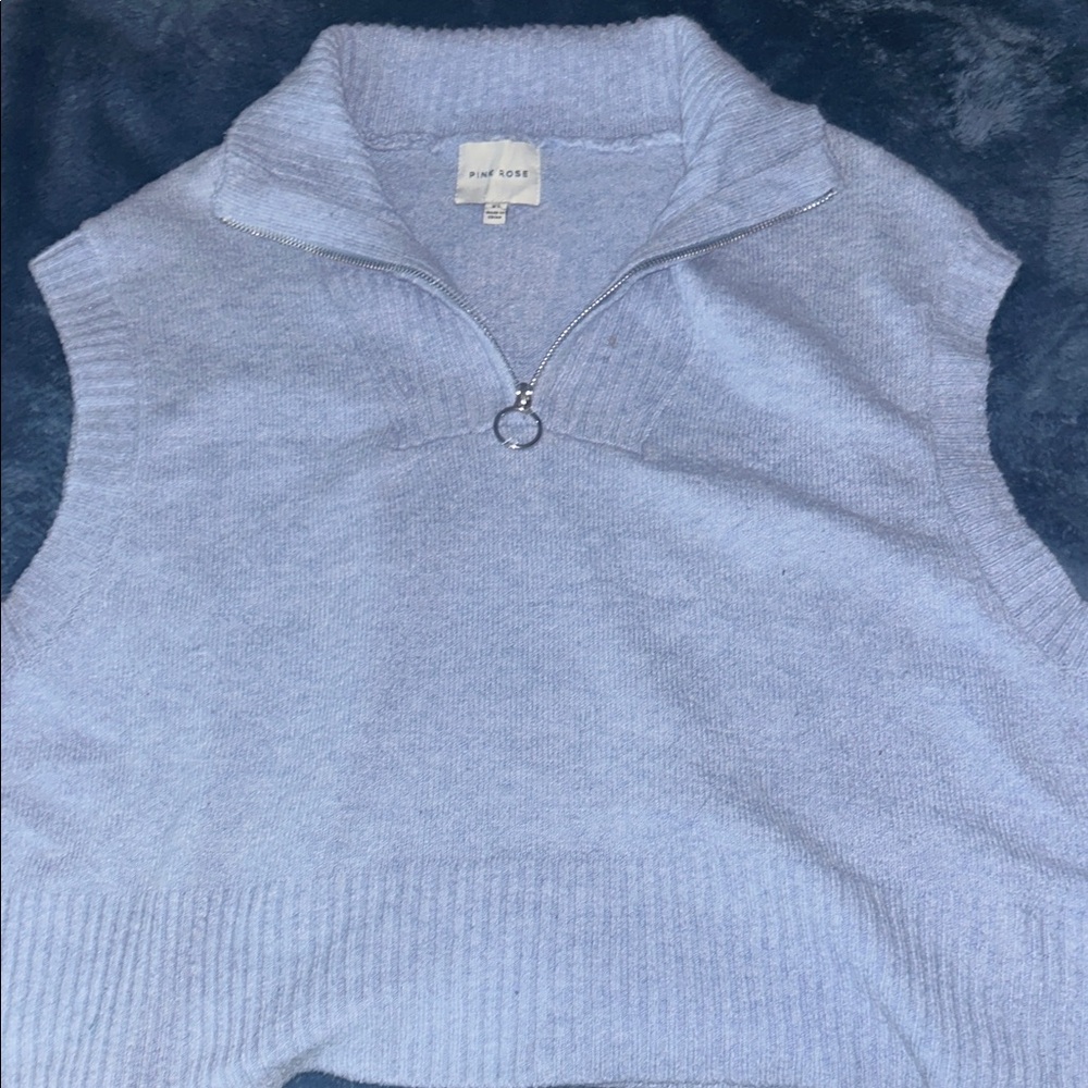 Pink Rose Soft Blue Knit Sweater